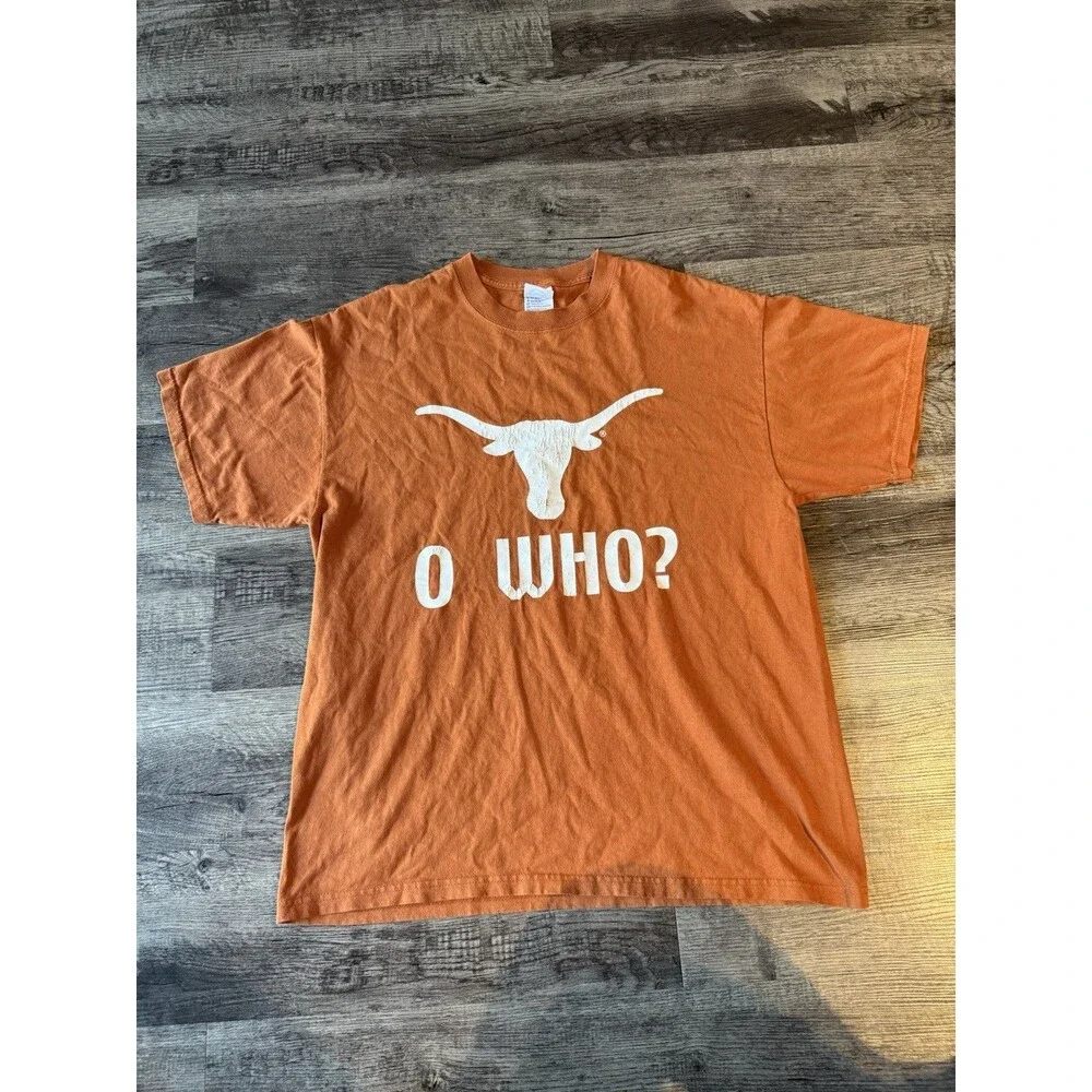 Vintage Texas Longhorns T-Shirt Mens Large O Who Burnt Orange Delta Magnum Y2K